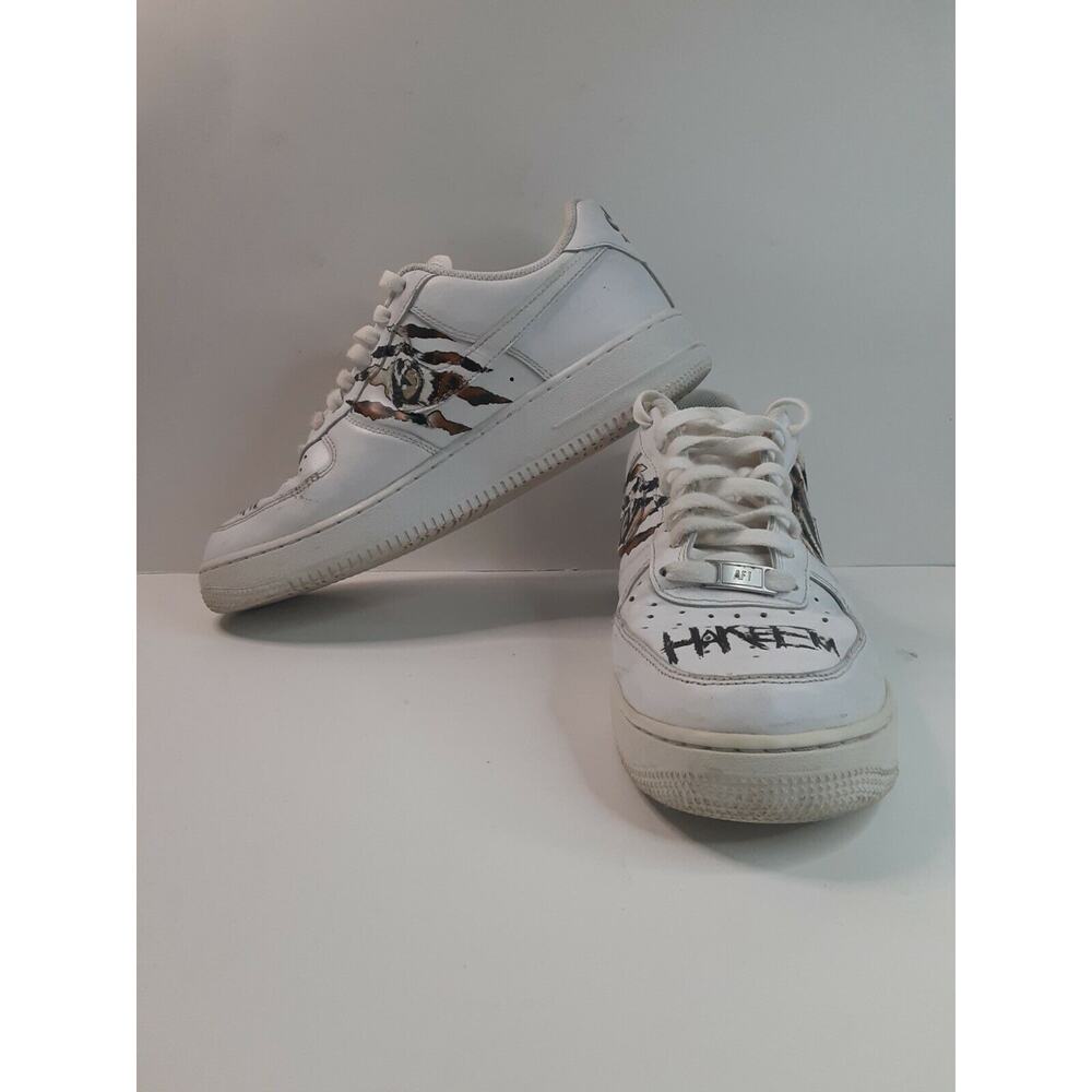 Men's Customized Prince Hakeem Nike Air Force 1 Triple White 315122-111 Size 9
